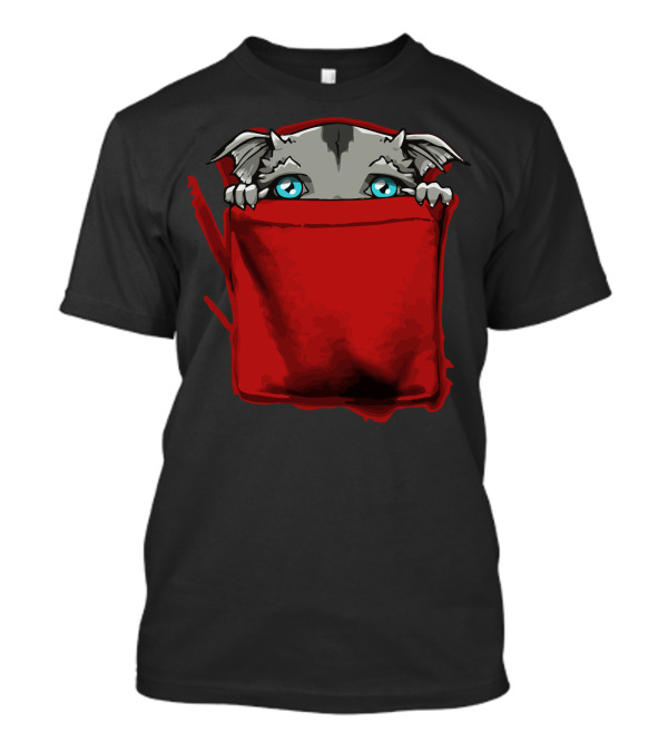 Shy Creature In Red Pocket T-Shirt