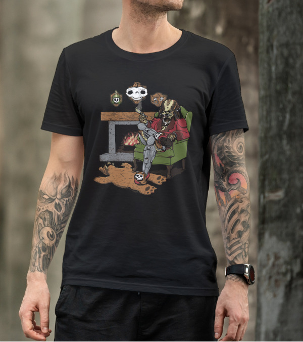Small Game Hunter Predator Smoking By The Fireplace T-Shirt