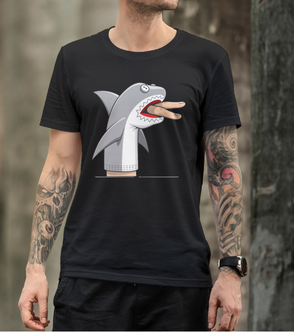 Sock Puppet Shark With Fingers As Teeth T-Shirt