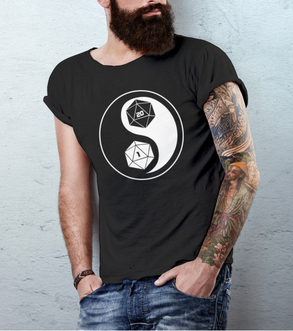 The Way Of The Dice Yin Yang D20 Roleplaying Dice 20 And 1 T-Shirt