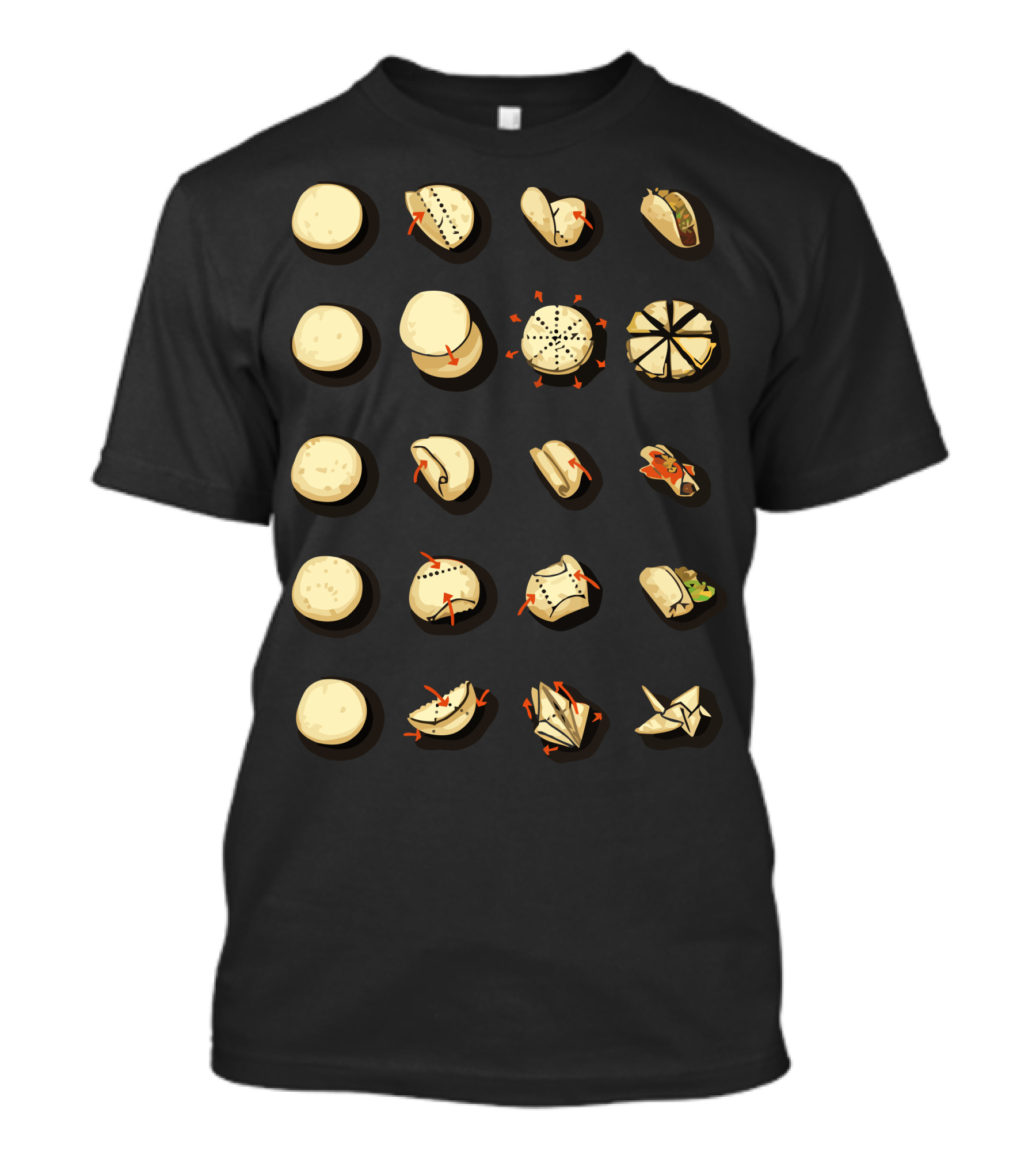 Tortilla Folding Techniques Illustrated Step-by-Step Guide T-Shirt