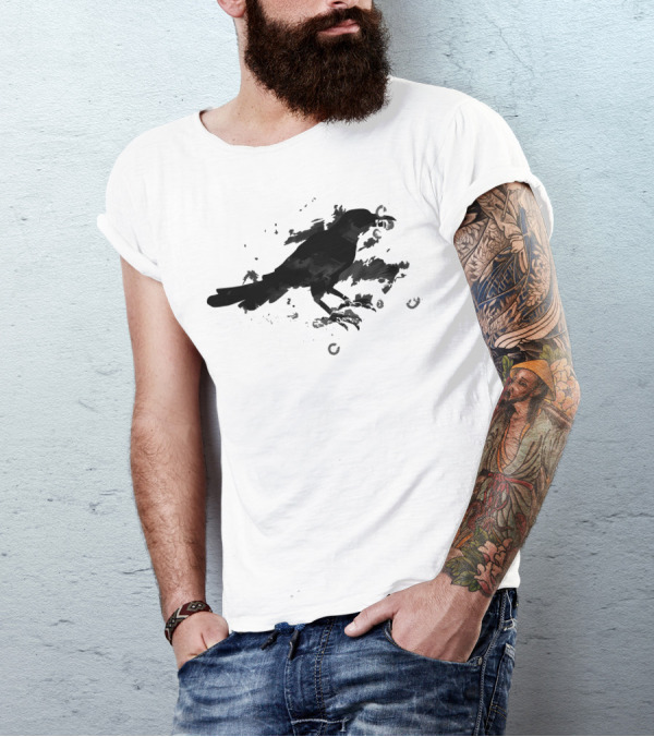 Clever Crow With Musical Notes In Beak T-Shirt