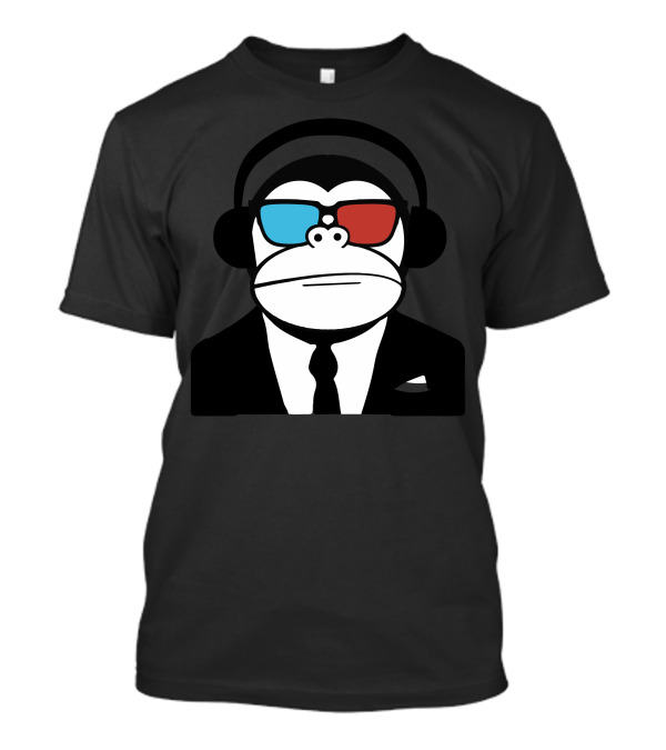 Ape Monkey Club Electro 3D Glasses Headphones Suit T-Shirt