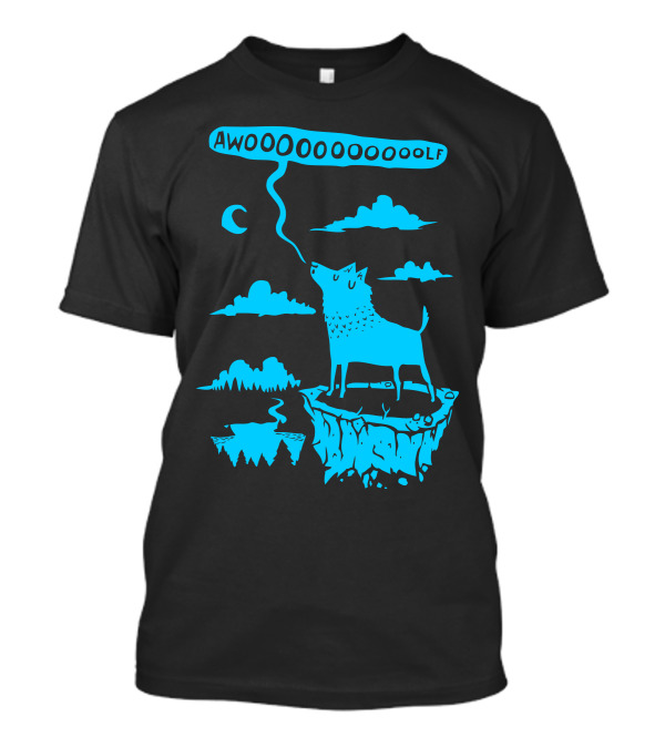AWOOOOOOOOOOOLF Wolf Howling At Moon Clouds And Mountains T-Shirt
