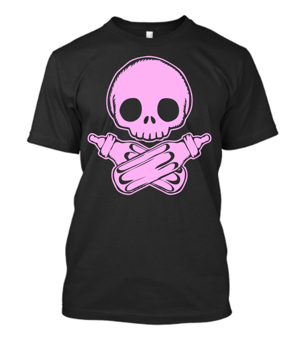 Baby Bottle Skull With Pink Crossbones T-Shirt