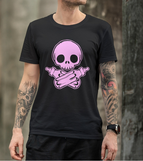 Baby Bottle Skull With Pink Crossbones T-Shirt