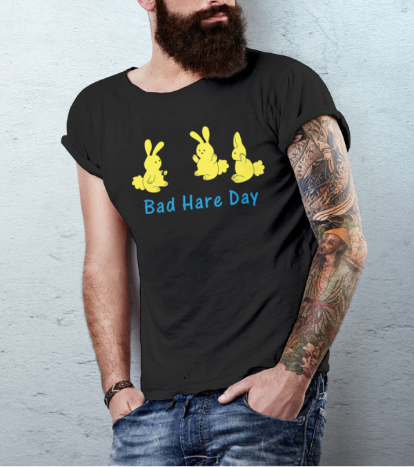 Bad Hare Day Bunny Trio With Yellow Rabbits T-Shirt