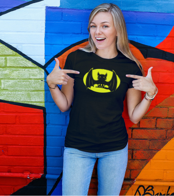 Bat Moon Glow Yellow Bat T-Shirt