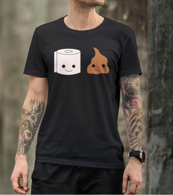 Bathroom Toilet Paper Poop Emoji Smiley Faces T-Shirt