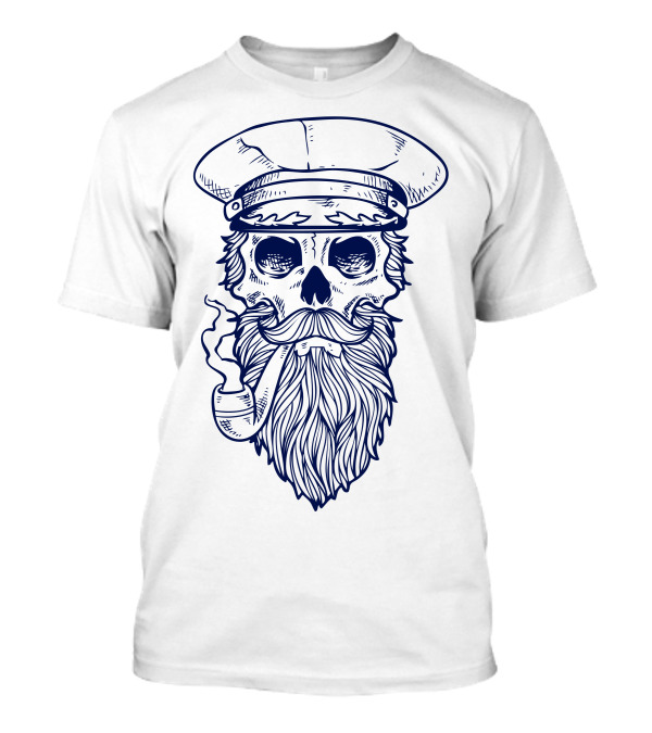 Bearded Skull Sailor With Pipe And Cap T-Shirt