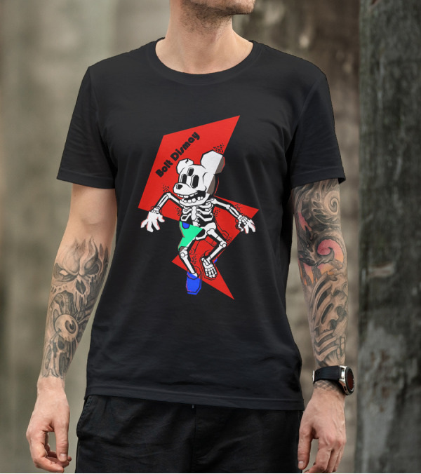 Bolt Dismay Skeleton Character On Red Lightning Background T-Shirt