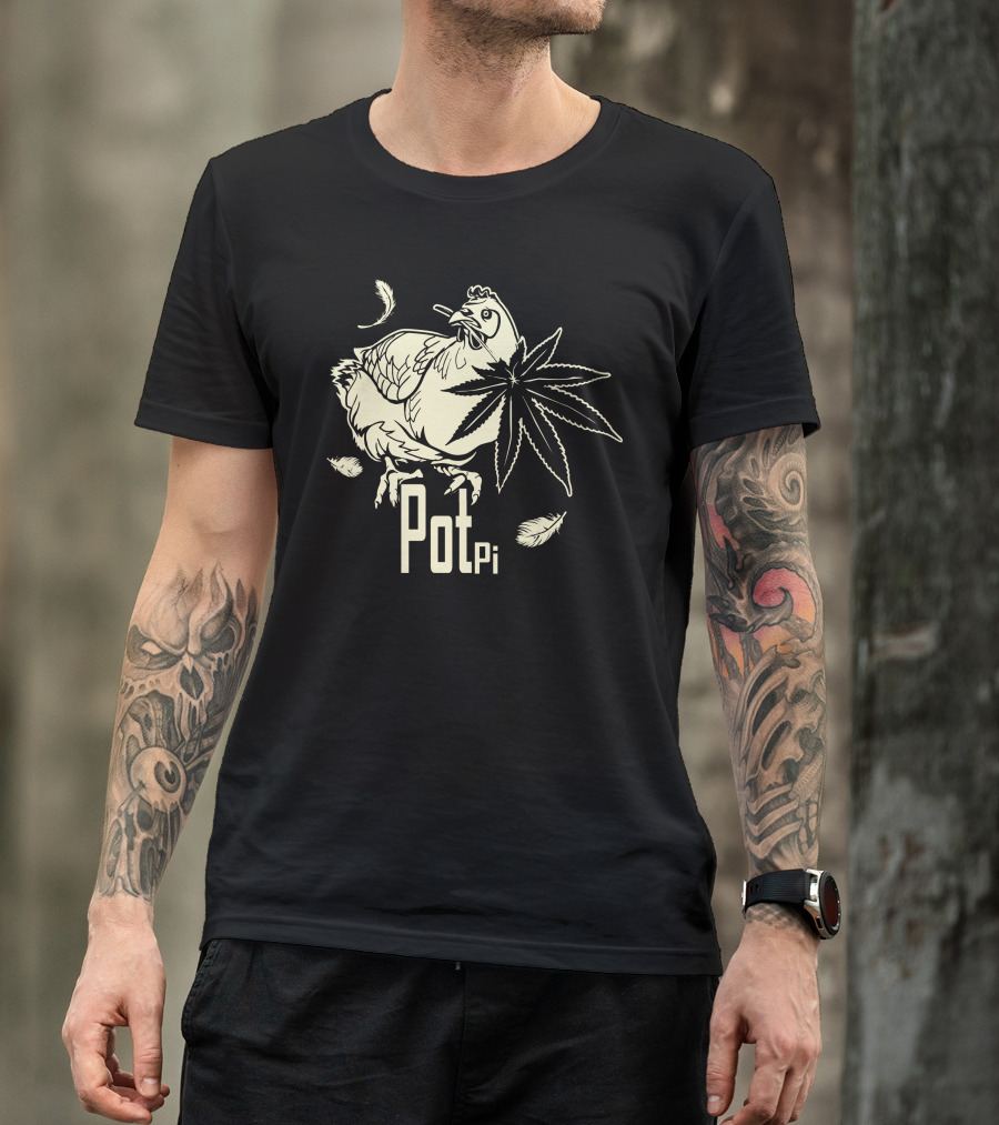 Chicken Pot Pi Cannabis Leaf Feather T-Shirt
