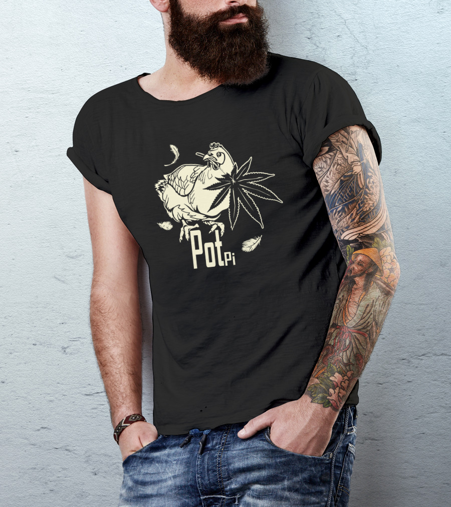 Chicken Pot Pi Cannabis Leaf Feather T-Shirt