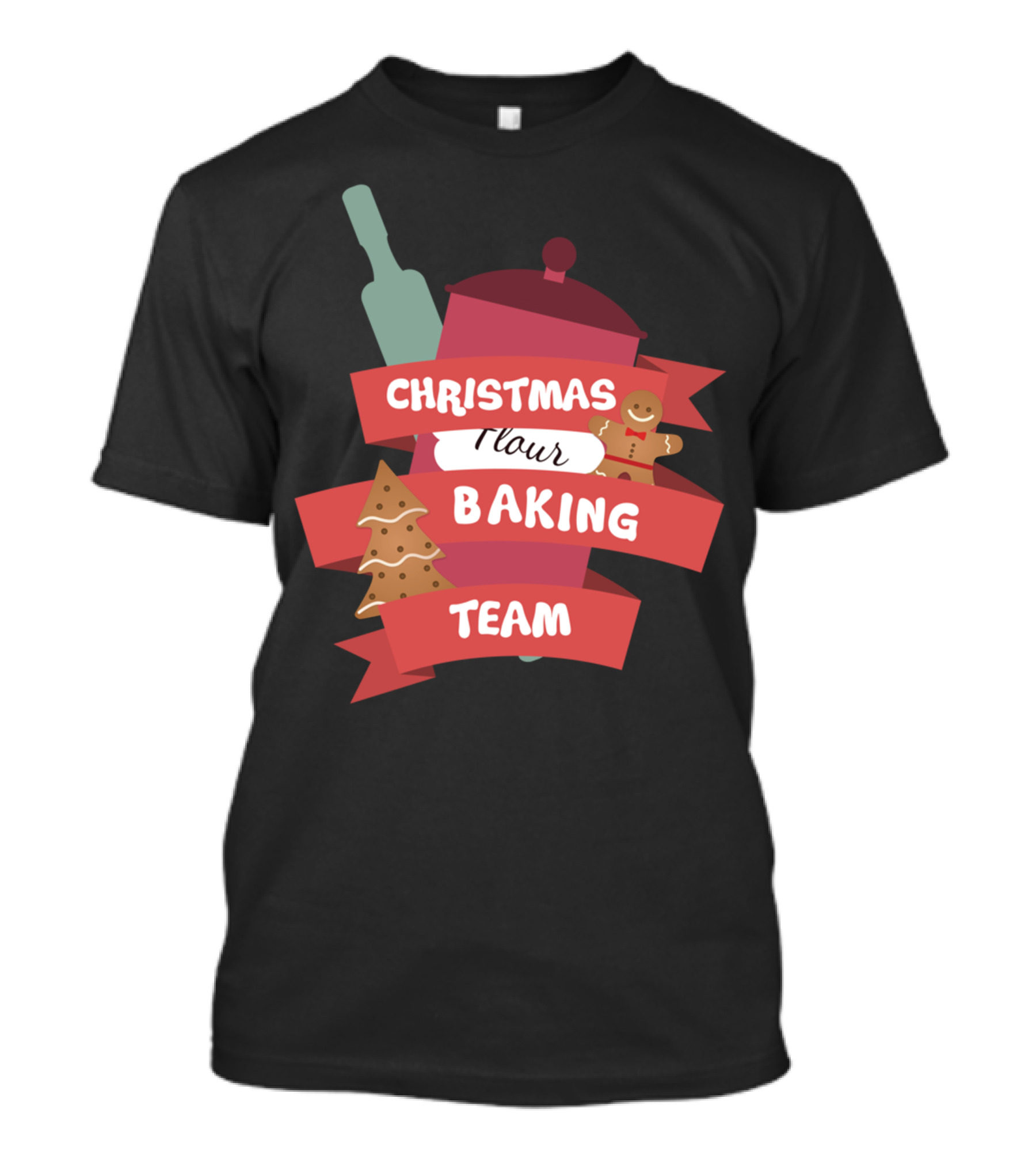 Christmas Baking Team Flour Gingerbread Rolling Pin Cookie T-Shirt