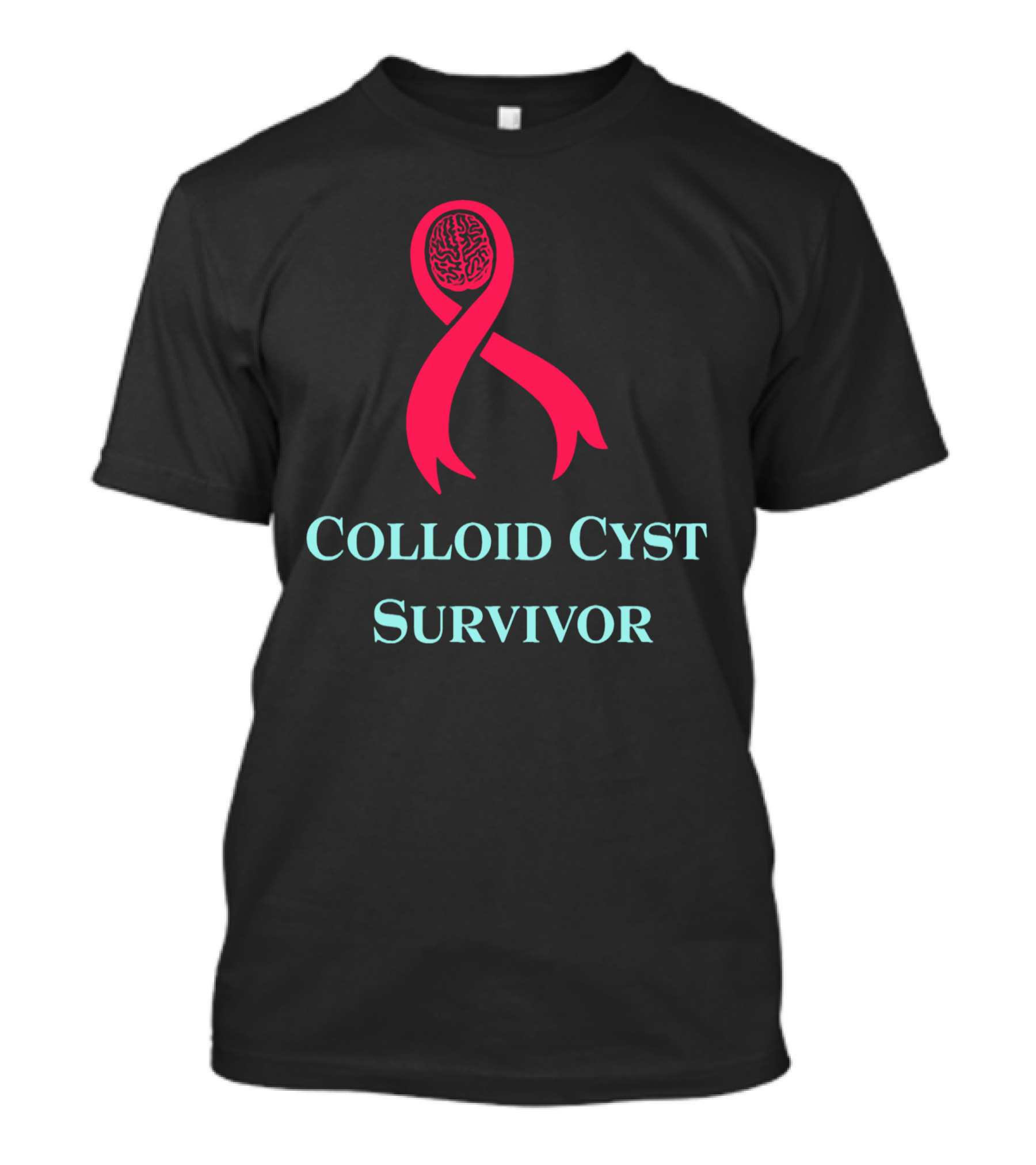 Colloid Cyst Survivor Red Ribbon Awareness Brain T-Shirt