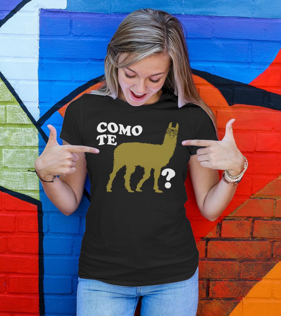 COMO TE LLAMA Sunglasses Llama With Question Mark T-Shirt