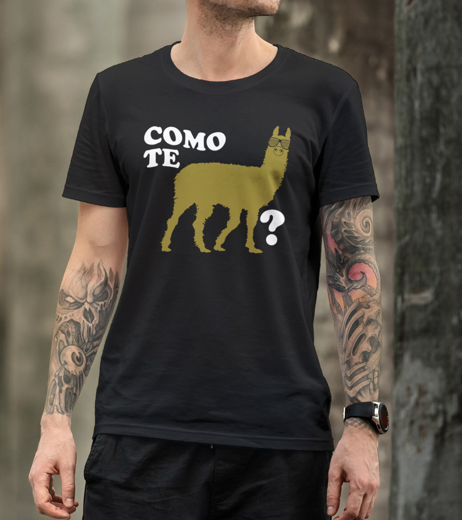 COMO TE LLAMA Sunglasses Llama With Question Mark T-Shirt