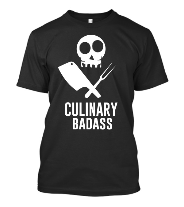 Culinary Badass Skull Cleaver Fork Crossbones T-Shirt