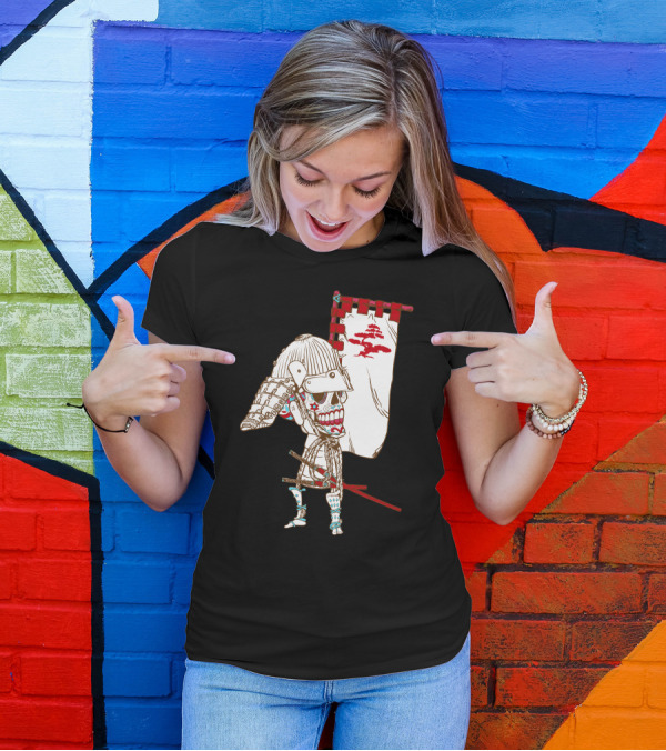 Dead Sugar Samurai Skeleton Warrior With Banner T-Shirt