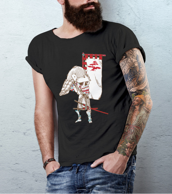 Dead Sugar Samurai Skeleton Warrior With Banner T-Shirt