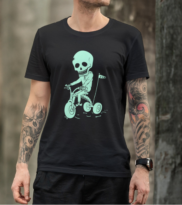 Death Kid Skeleton Tricycle Ride Bone Flag T-Shirt