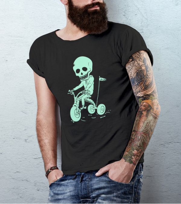 Death Kid Skeleton Tricycle Ride Bone Flag T-Shirt