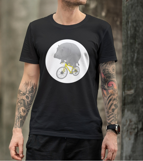 Don't Forget The Helmet Hippo Riding Bicycle T-Shirt
