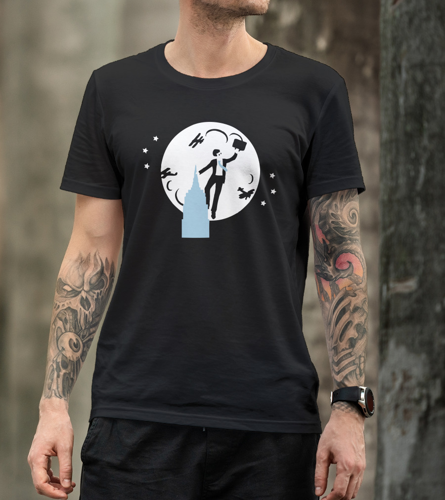 Dreamer Kong Businessman With Briefcase Flying Over City Skyline T-Shirt