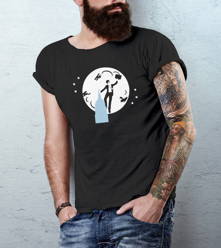 Dreamer Kong Businessman With Briefcase Flying Over City Skyline T-Shirt