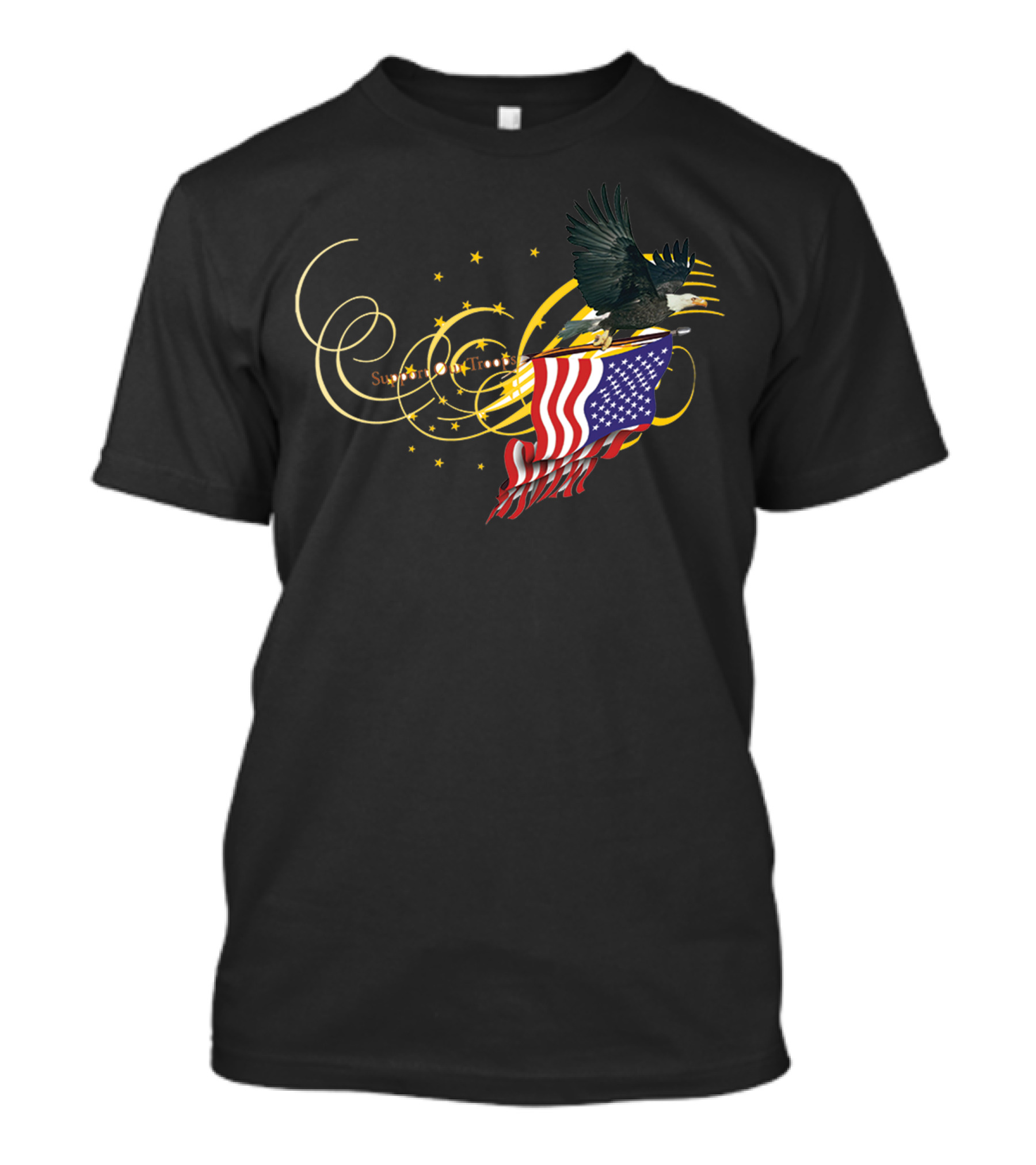 Superpower Of America Eagle Carrying Gold Stars And American Flag T-Shirt