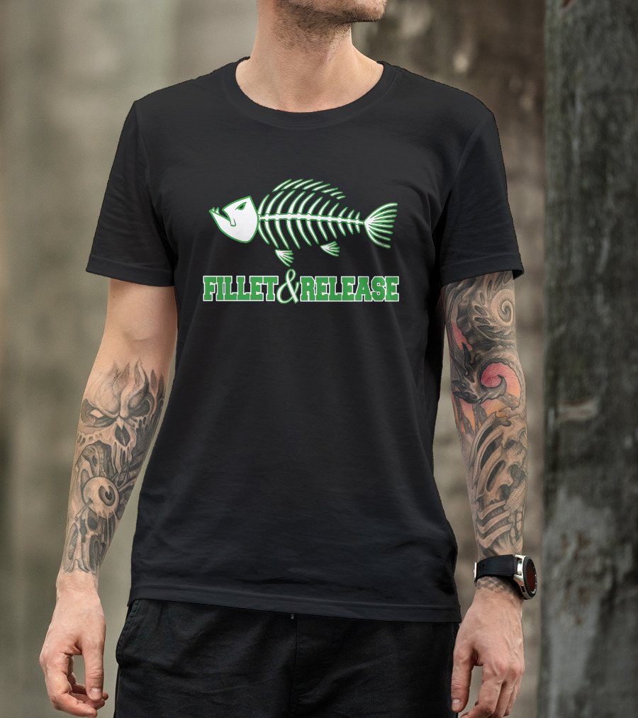 FILLE AND RELEASE Fish Bone Skeleton T-Shirt