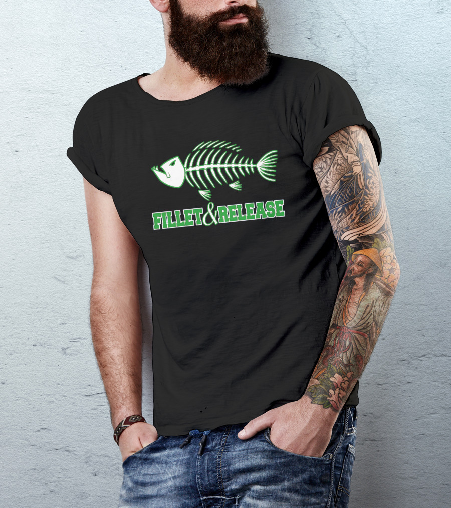 FILLE AND RELEASE Fish Bone Skeleton T-Shirt