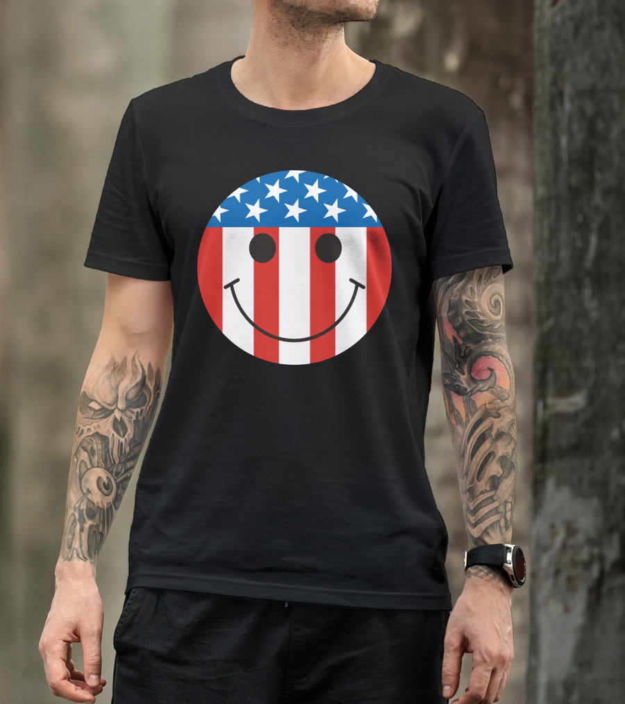 American Flag Smiley Face T-Shirt