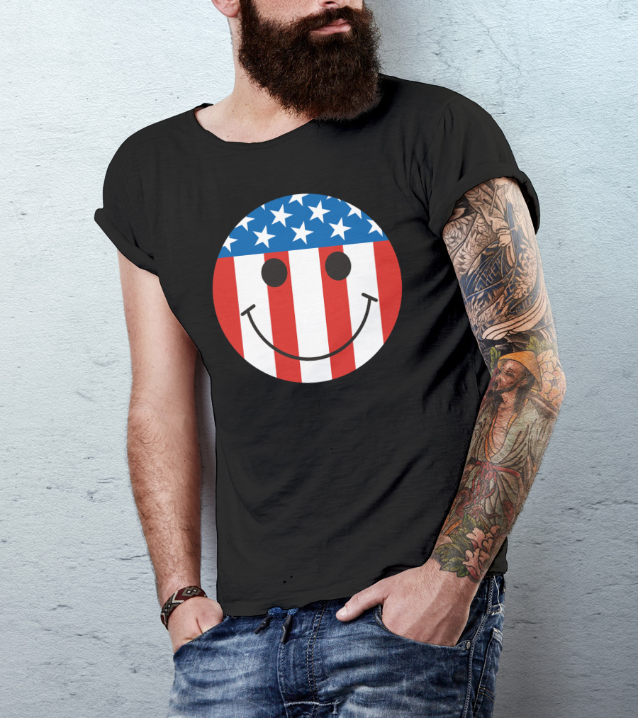 American Flag Smiley Face T-Shirt
