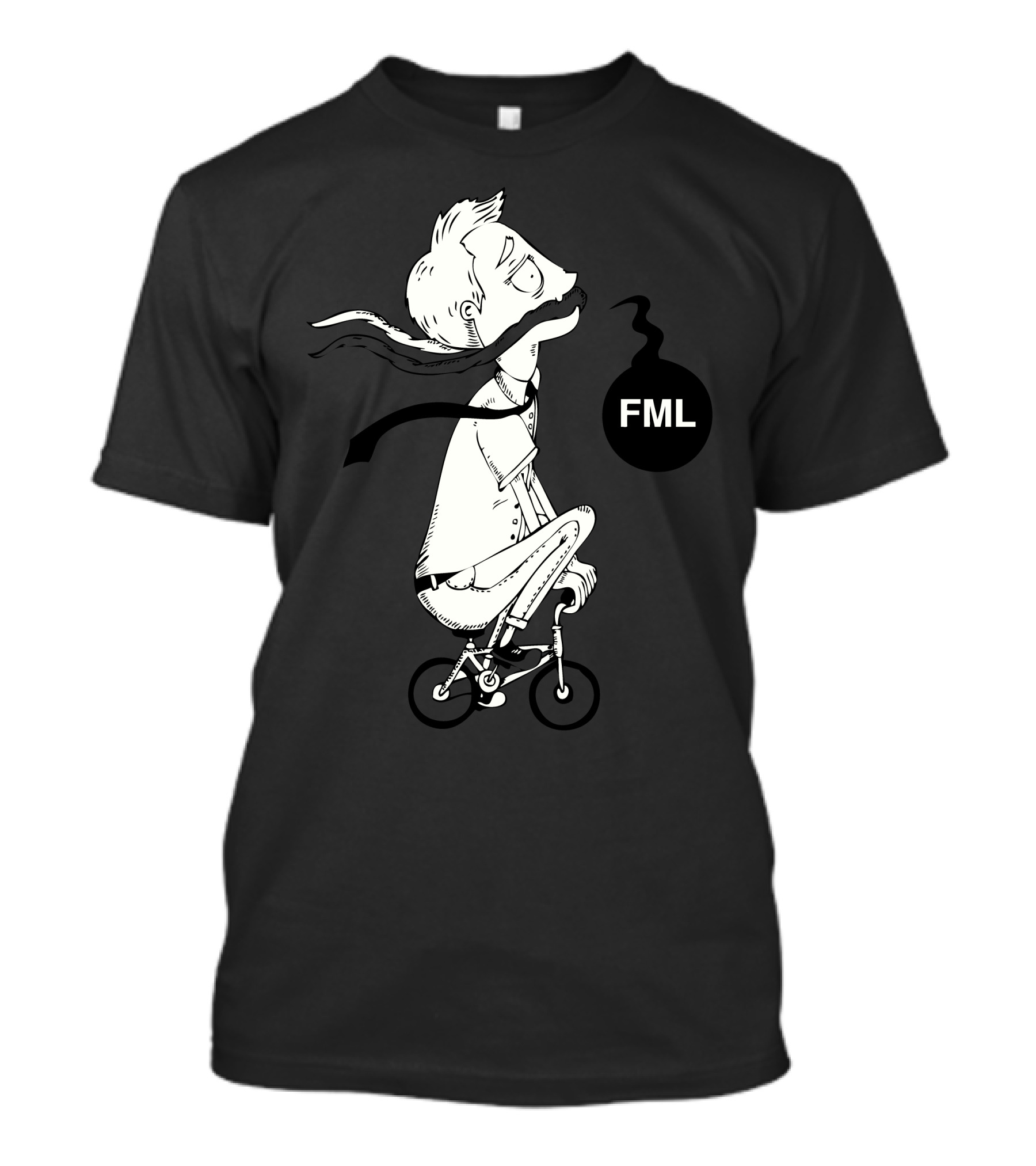 Fml Cartoon Character Riding Tiny Bike With Bomb T-Shirt