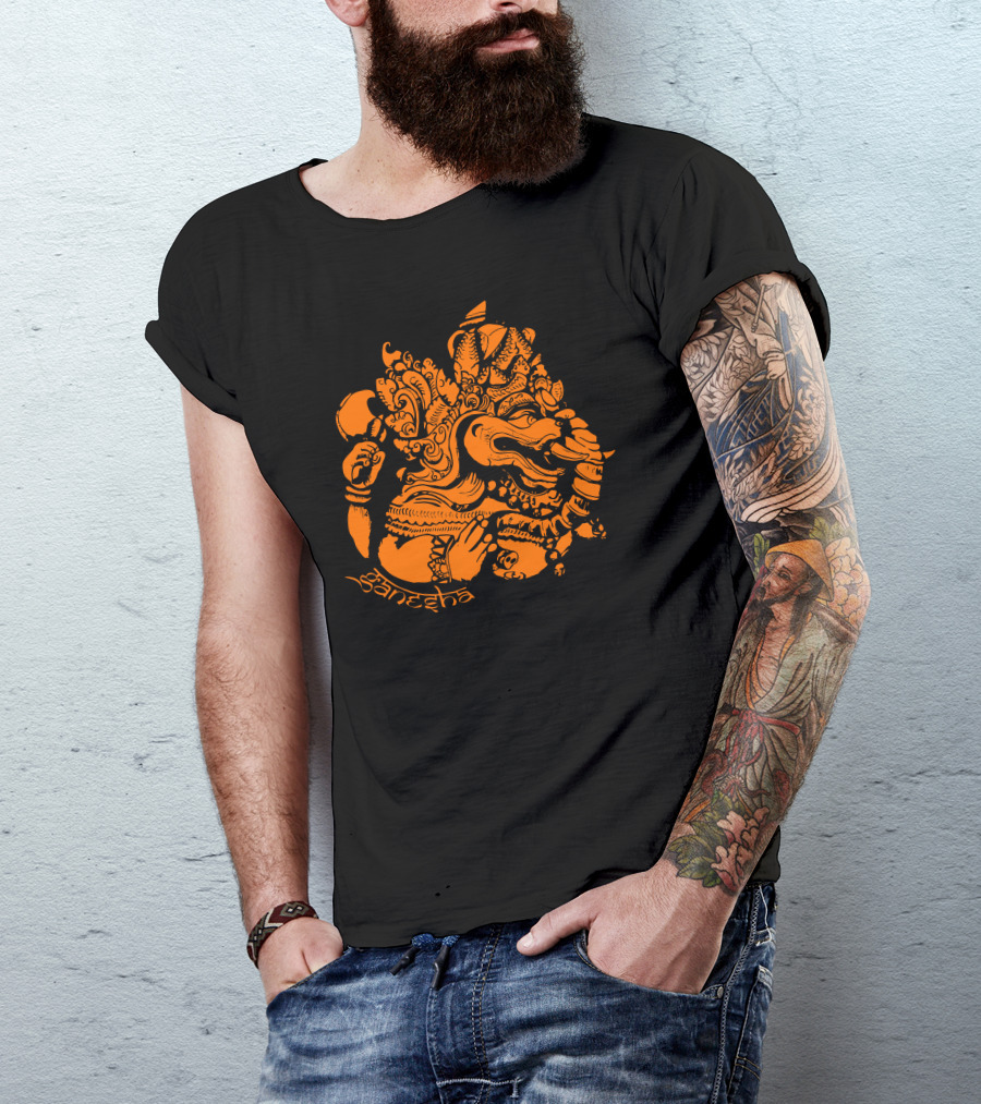 Ganesh Intricate Orange T-Shirt