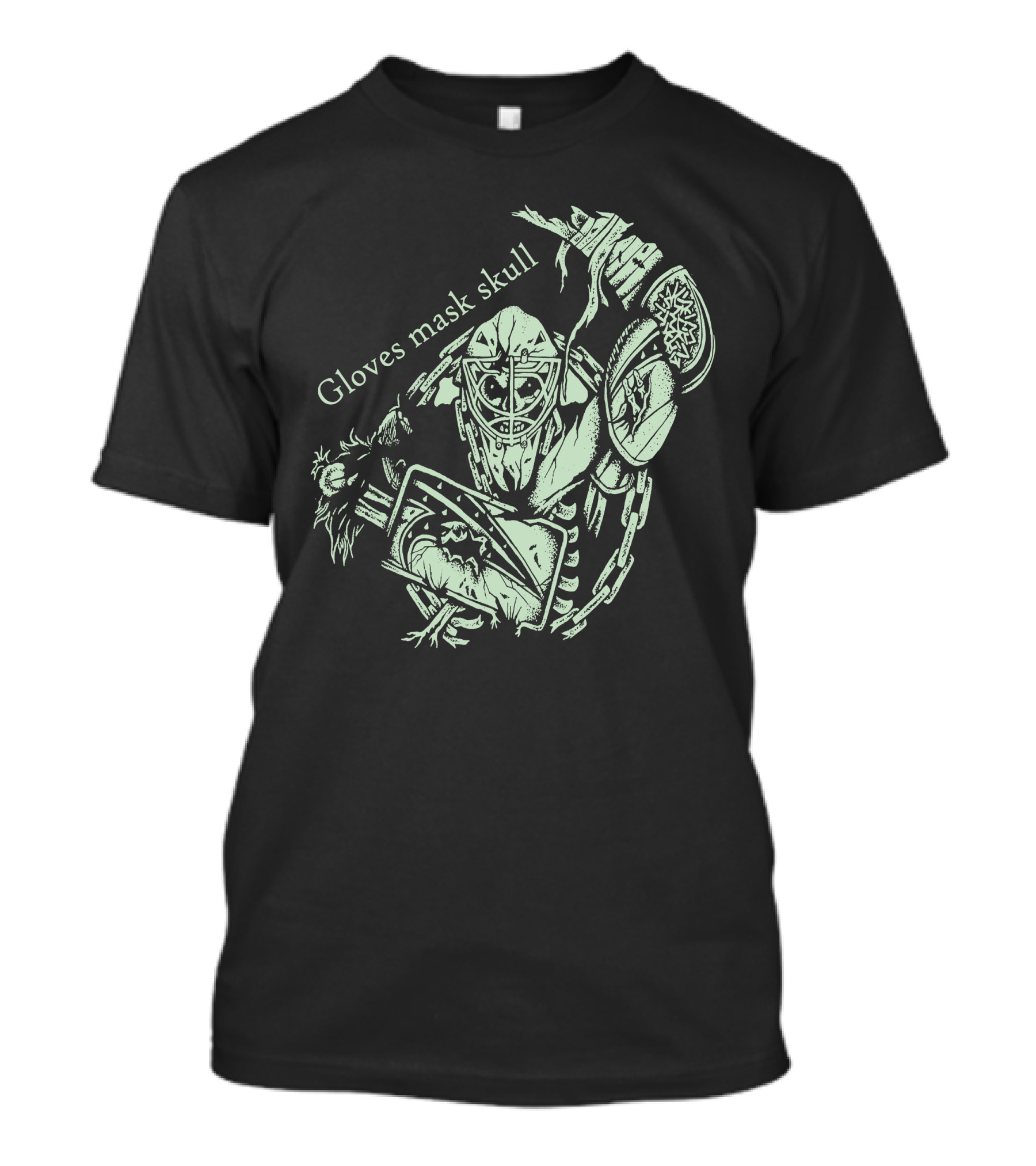 Hockey Gloves Mask Skull With Chainsaw And Spiked Shoulder Pads T-Shirt