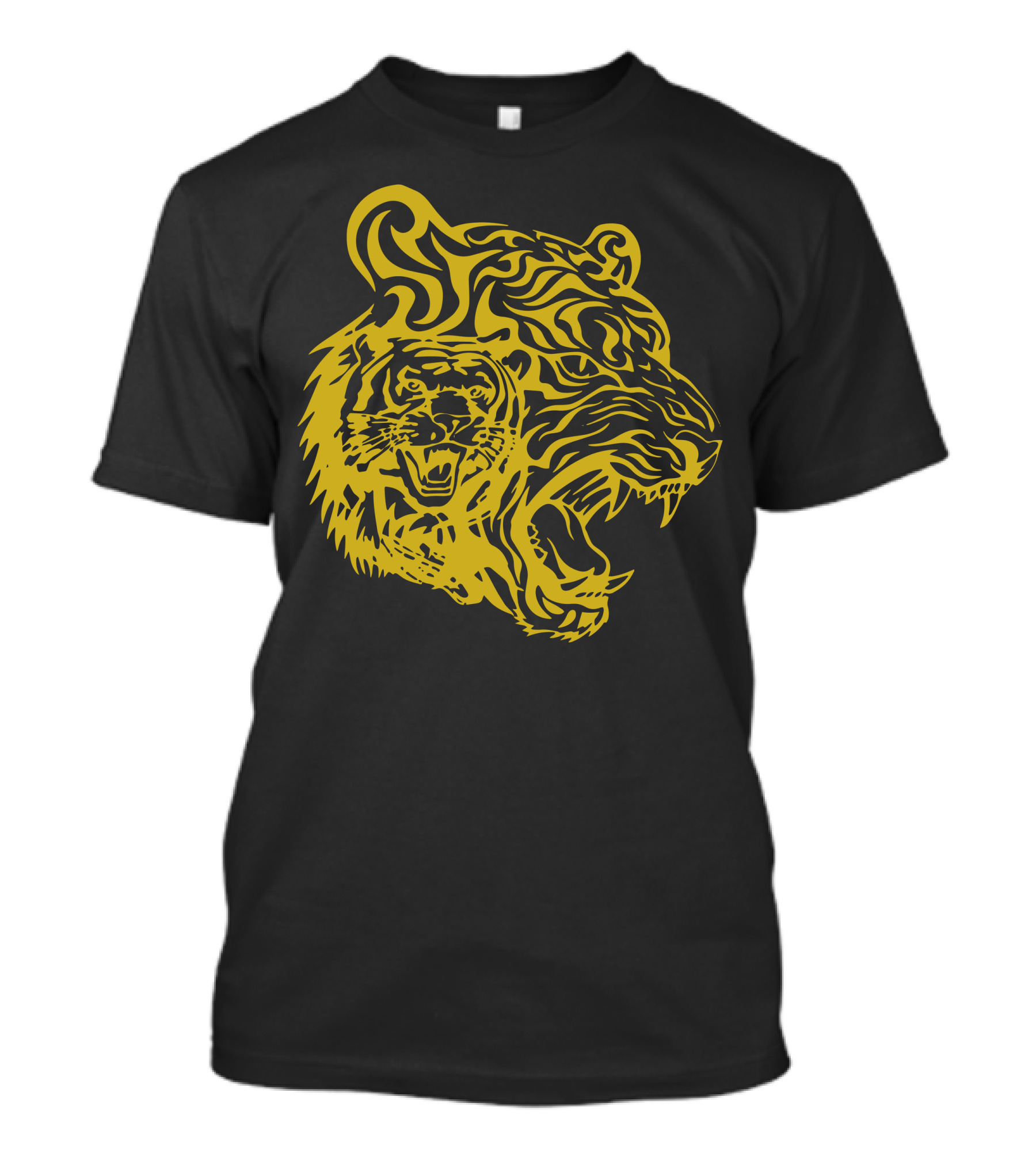 Golden Tigers Tribal Roaring Tiger Head T-Shirt