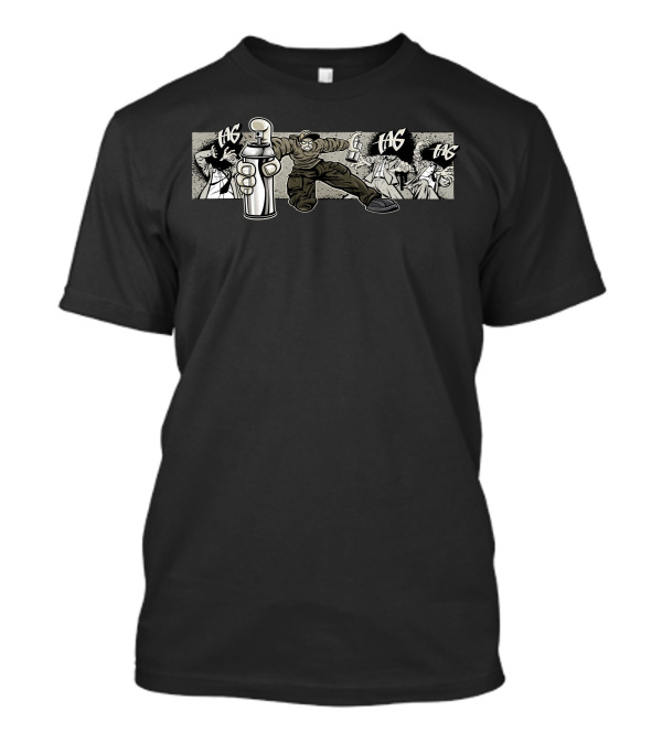 Tag Graffiti Man Comic Spray Can Action T-Shirt