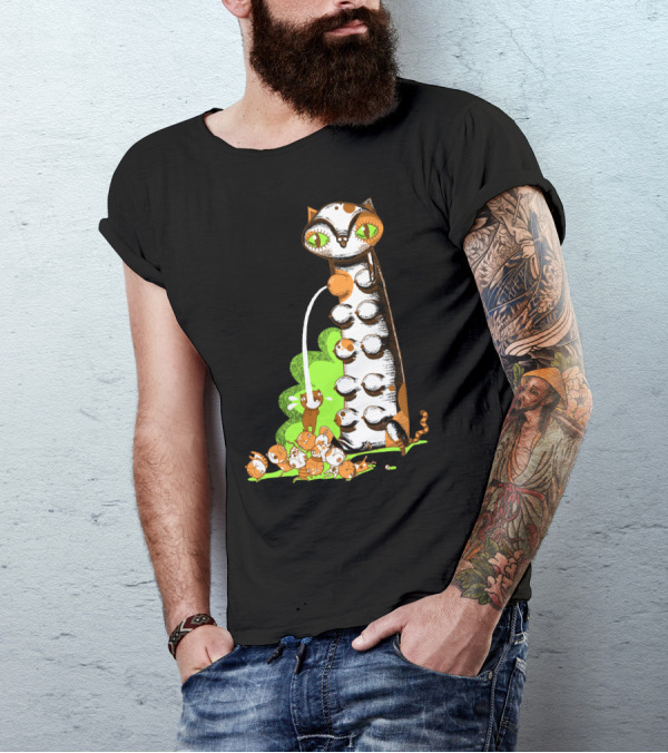 Greedy Kitten With Playful Cats And Green Highlights T-Shirt
