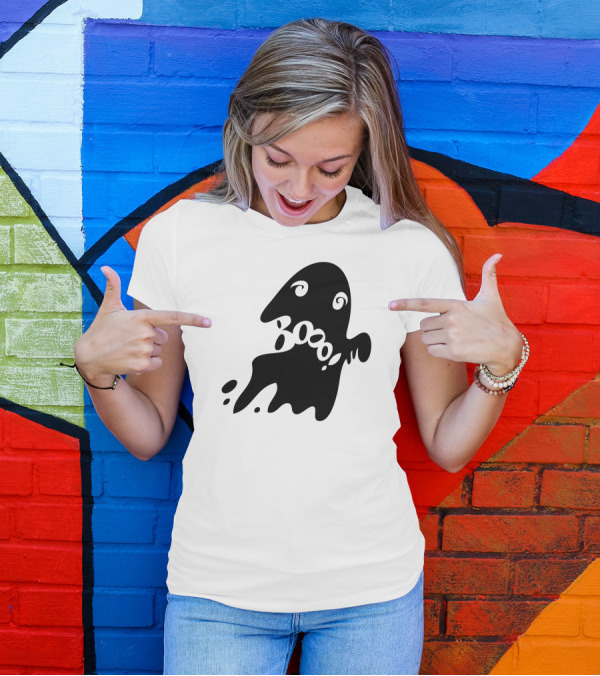 Boo Spooky Swirled Ghost Halloween Card T-Shirt