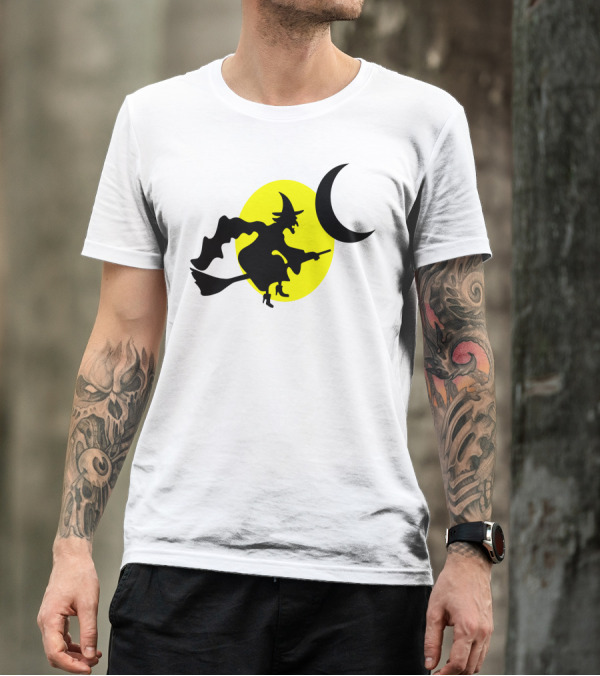 Halloween Madlibs Witch Flying In Moonlit Sky T-Shirt
