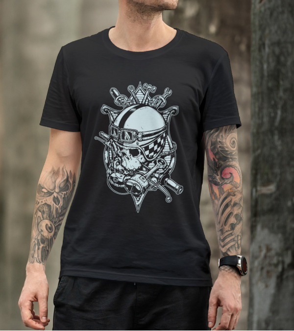 Handlebars And Skull Helmet Wrenches And Tools T-Shirt