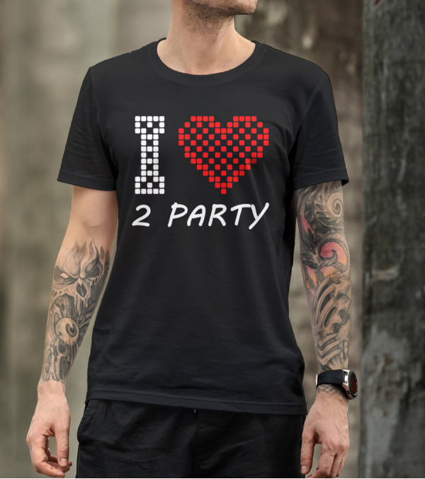 I Love Heart 2 Party Red Checkered T-Shirt