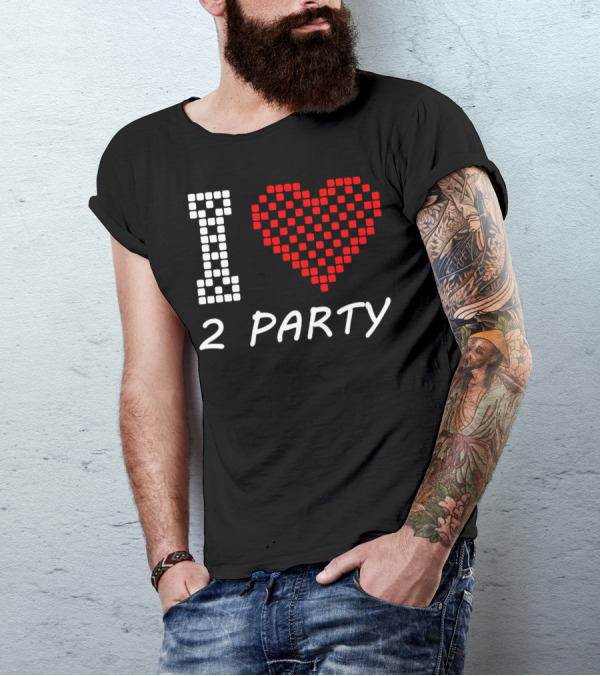 I Love Heart 2 Party Red Checkered T-Shirt