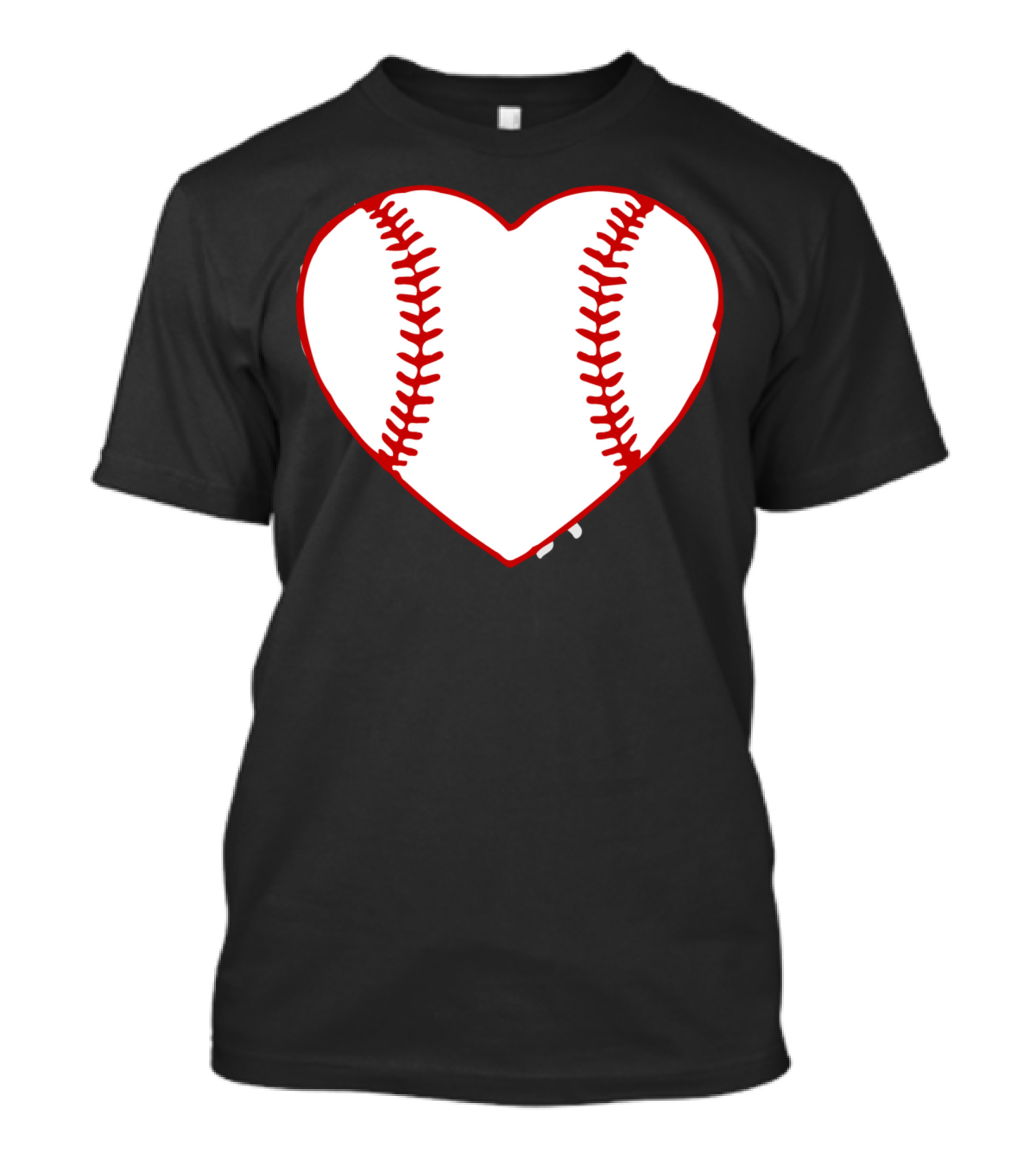 I Love Baseball Heart Stitching T-Shirt