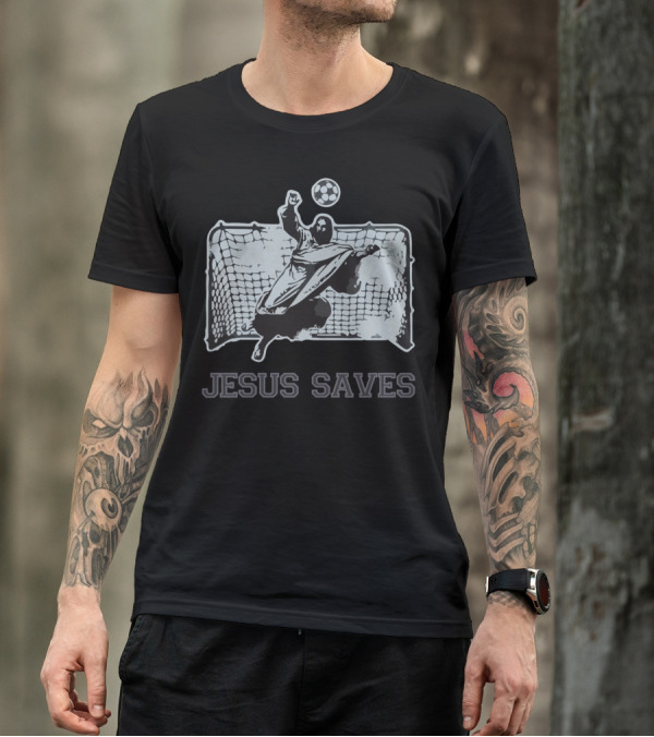 Jesus Saves Soccer Goalkeeper Iconic T-Shirt