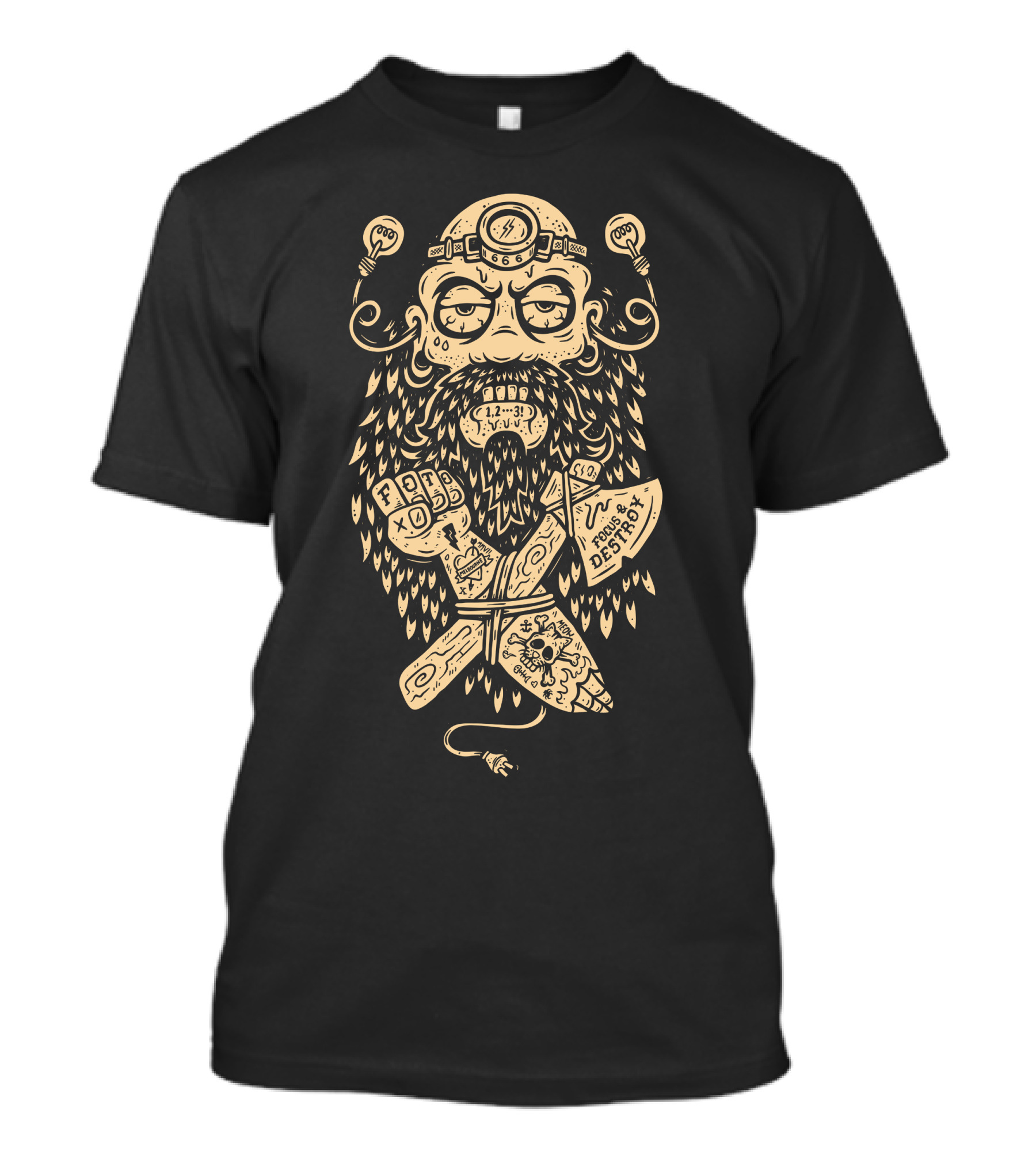 Kanye Lense Beard Axe Lights Fist Drawings 12-31 Destroy T-Shirt