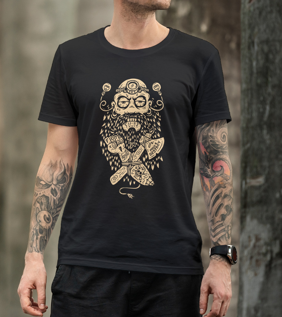 Kanye Lense Beard Axe Lights Fist Drawings 12-31 Destroy T-Shirt