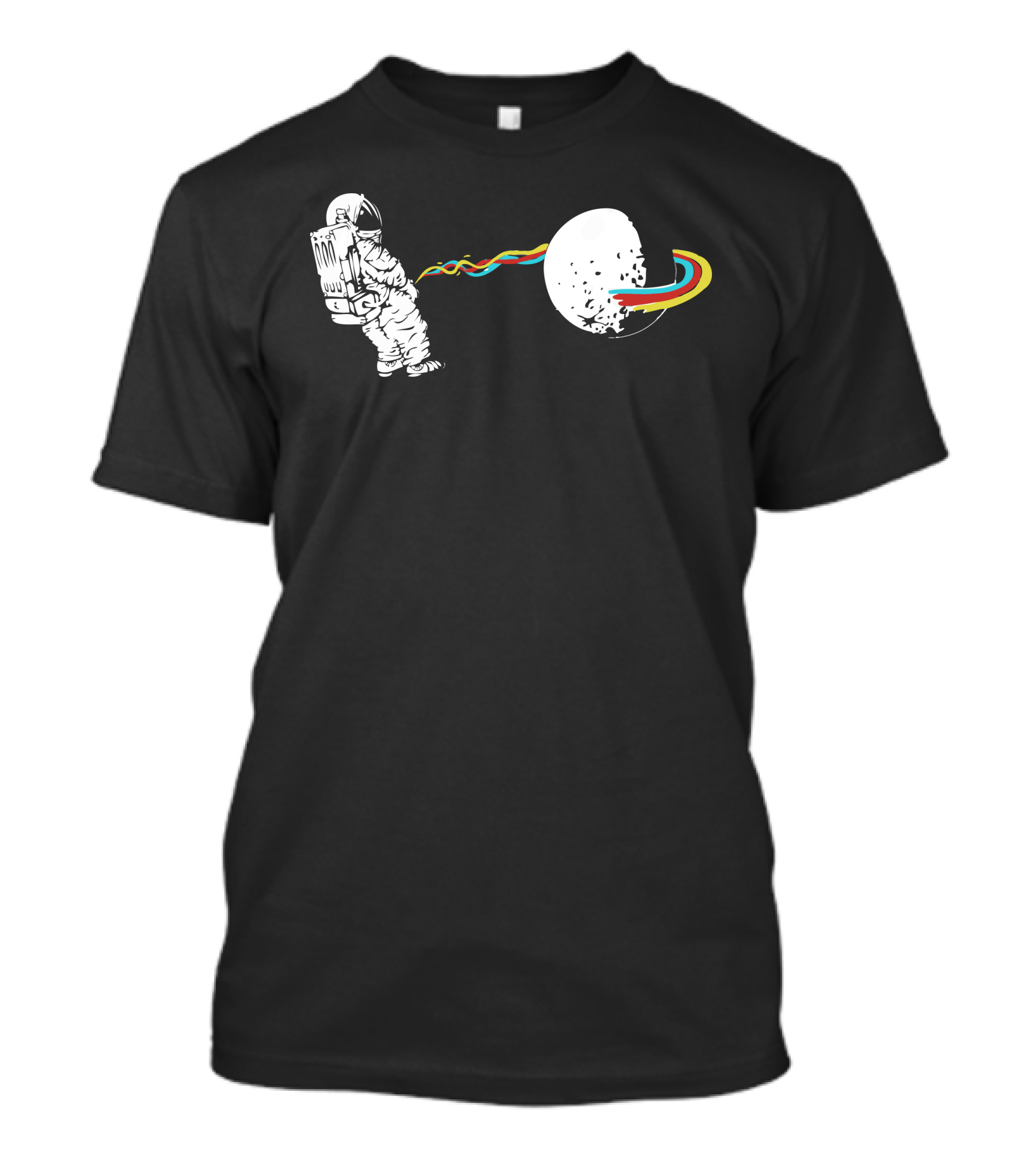 Man Astronaut Rainbow Space Moon Journey T-Shirt